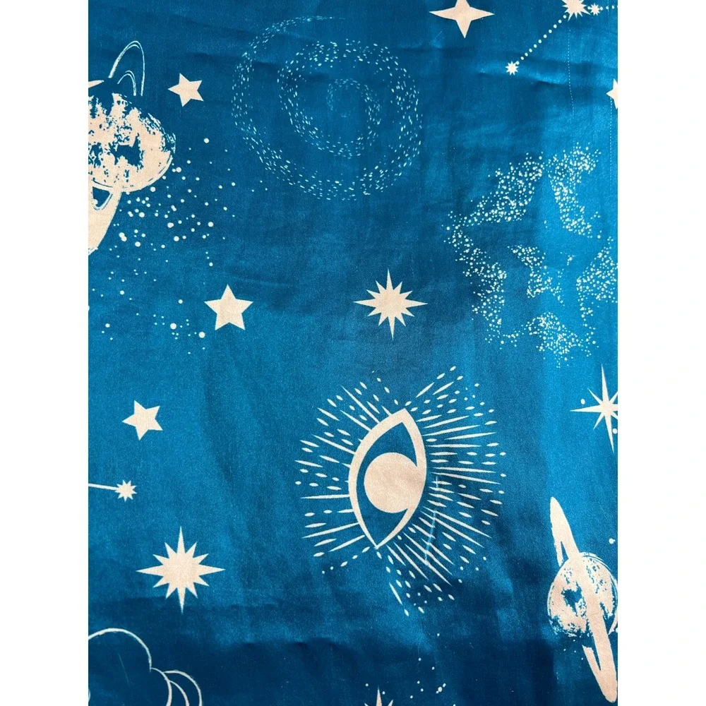 Celestial Sun Moon Star Teal Satin Pillowcase (2) Whimsigoth Standard 20x30